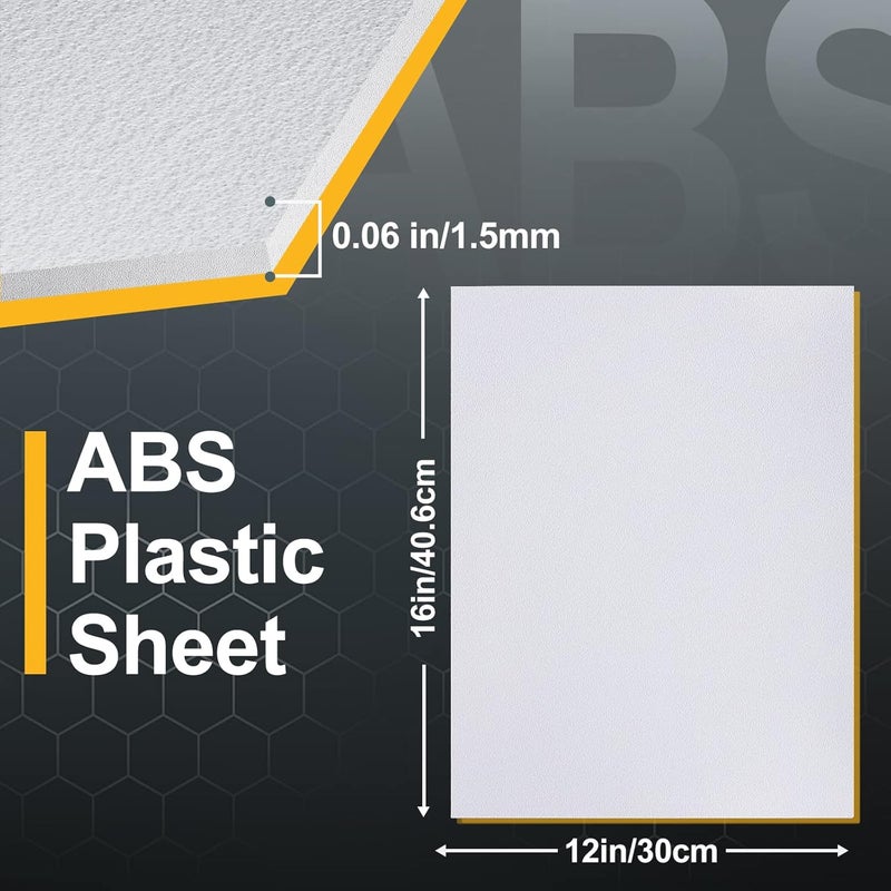 KINLINK White ABS Plastic Sheet 12" x 16"x 0.06" Flexible Moldable Impact Strength and High Tensile 1/16" Thick (1.5mm) Abs Sheet, Moldable Plastic DIY Materials for Home Decor and Handicrafts, 6 Pack - Image 2